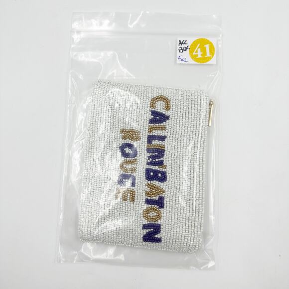 LSU CALLIN' BATON ROUGE Beaded Coin Purse Privacy Pouch Purple Gold White NEW - Picture 5 of 6